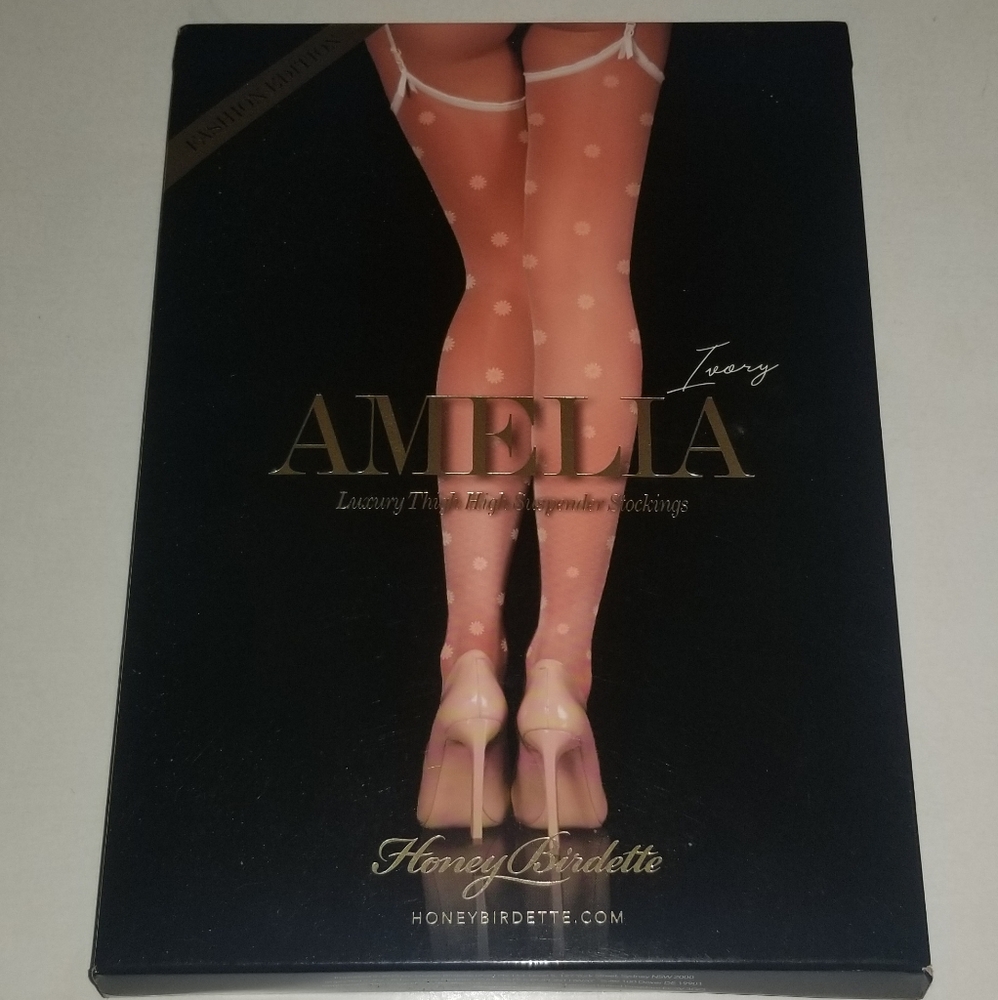 Honey Birdette Amelia Thigh High Suspender Stockings size S, M, or L new